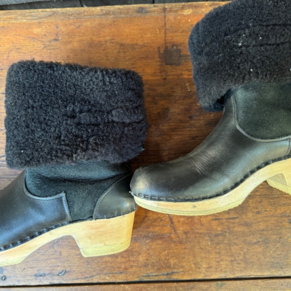 Sven 11" Shearling Lined Wooden Clog Boots 43 - Picture 3 of 5